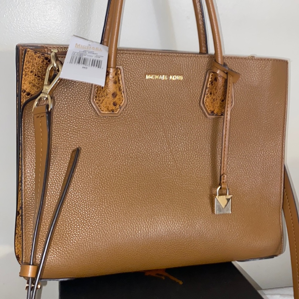 SOLD OUTMichael Kors Mercer convertible tote in Brown Pebble leather